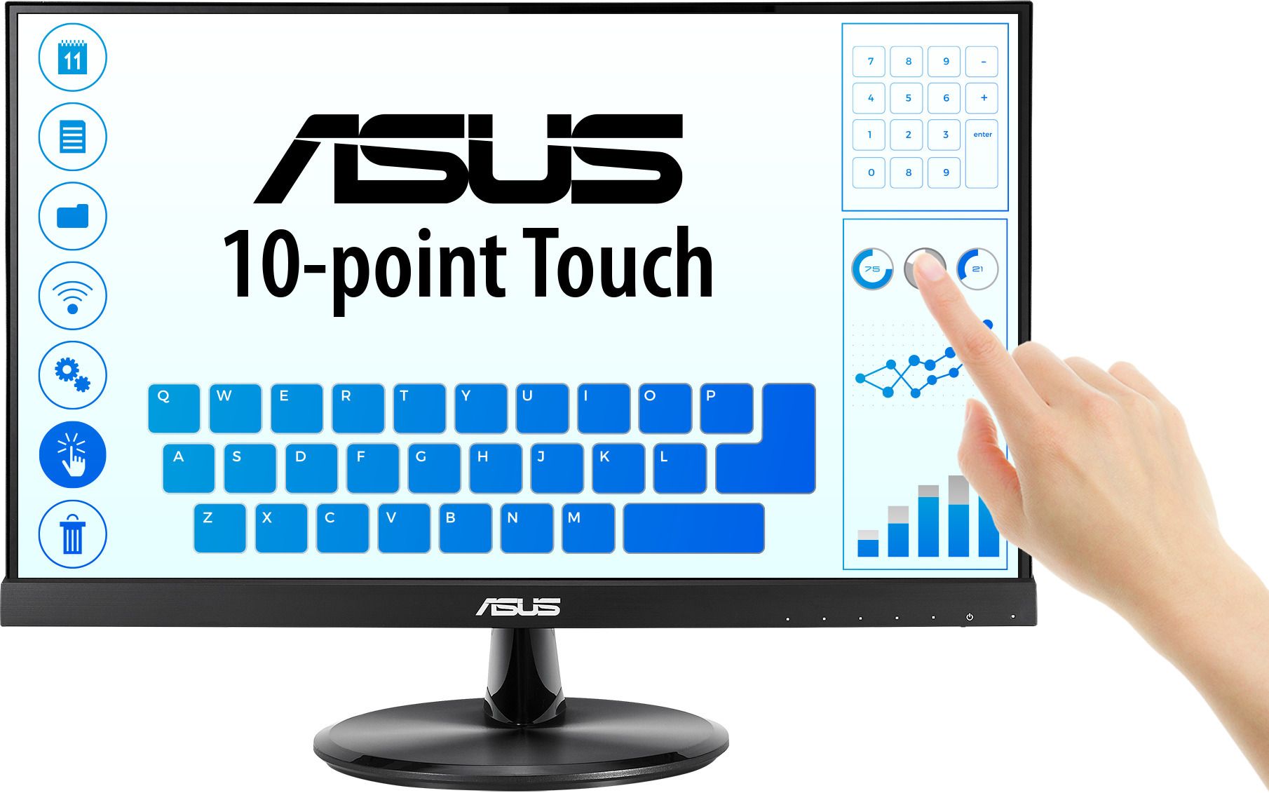 ASUS VT229H 21.5inch FHD 1920x1080 IPS 60Hz 16 9 Touch Monitor flicker free Blue light filter HDMI D-Sub Vesa 100x100